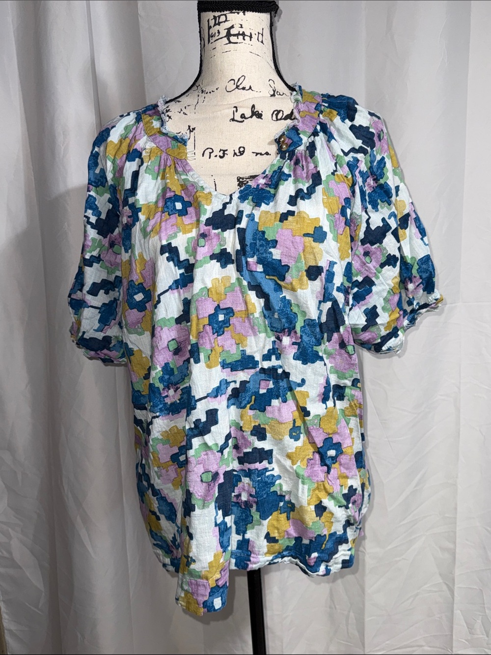 Sonoma Multicolor Floral Puff-Sleeve Top
